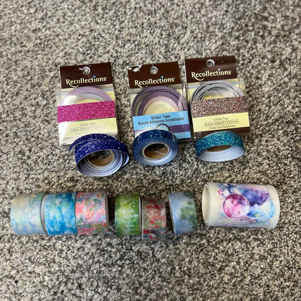 Recollections Pink Purple Blue Glitter & Patterned Washi Tape Variety Pack